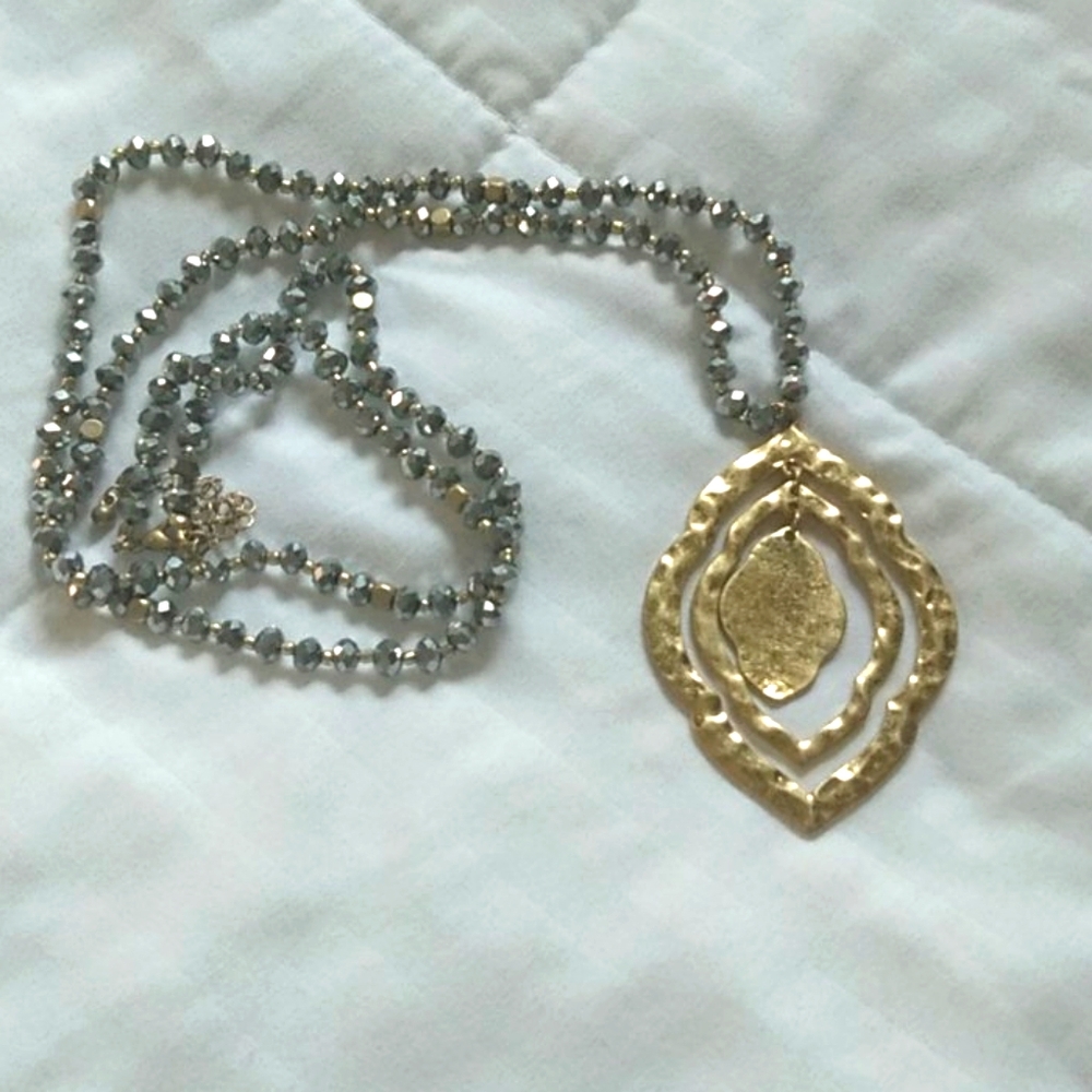 Dangle Brass Hammered Necklace